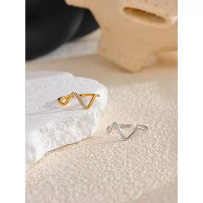 Irregular waved anti tarnish ring