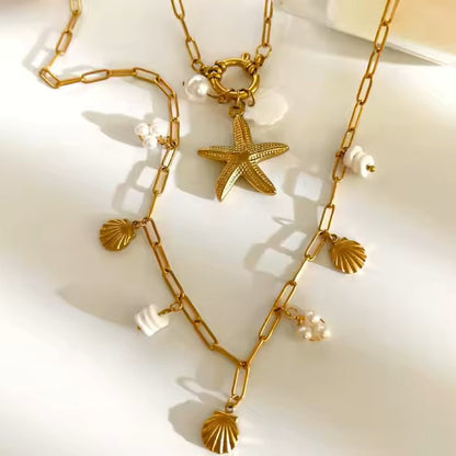 Premium beach charms stainless steel necklace
