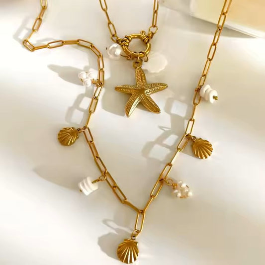 Premium beach charms stainless steel necklace
