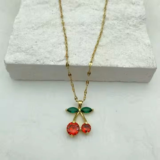 Ultra Premium Cherry zirconia pendant necklace