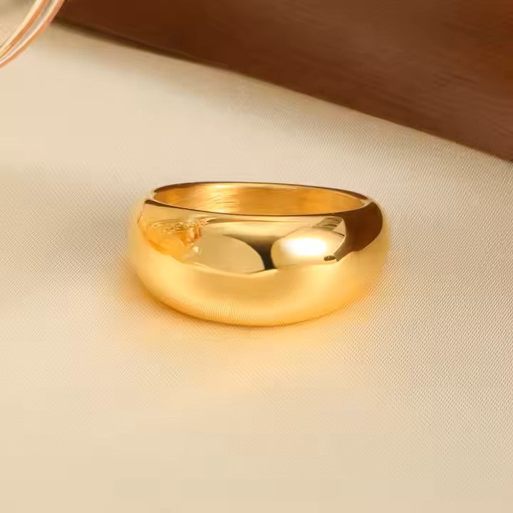 Chunky stainless steel 18K gold plated ring