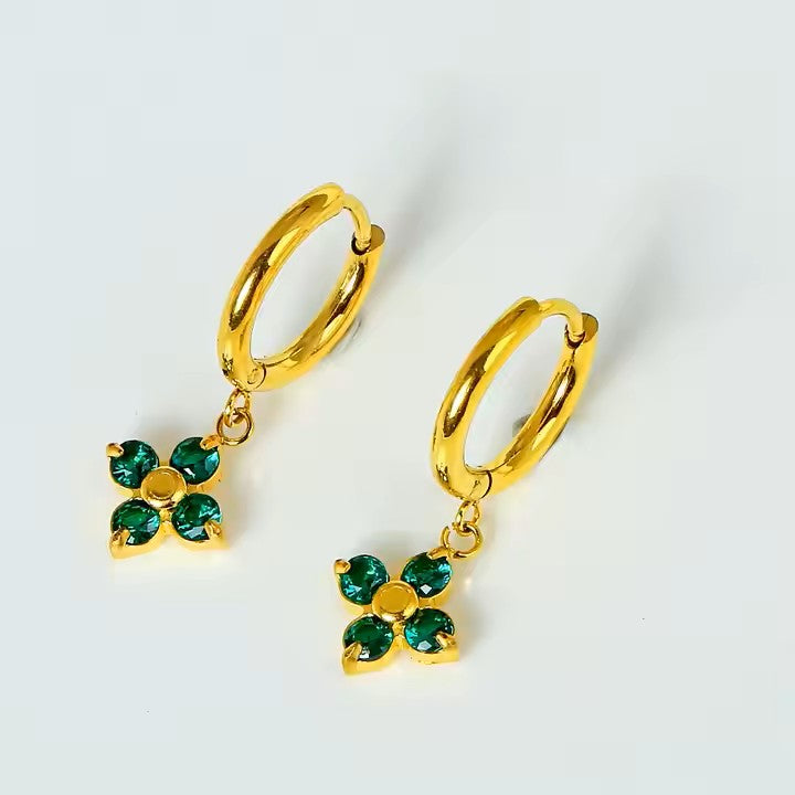 Premium flower zircon stainless steel earrings