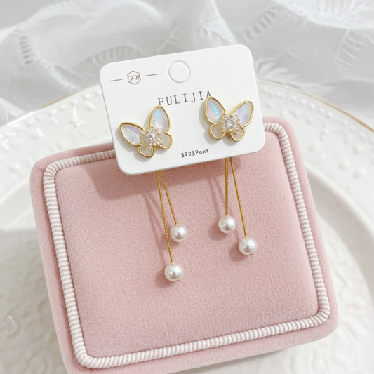 Butterfly long back tail earrings