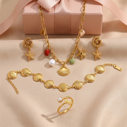 Myst Juels Beach Charm Combo Set – Necklace, Ring, Earrings & Bracelet