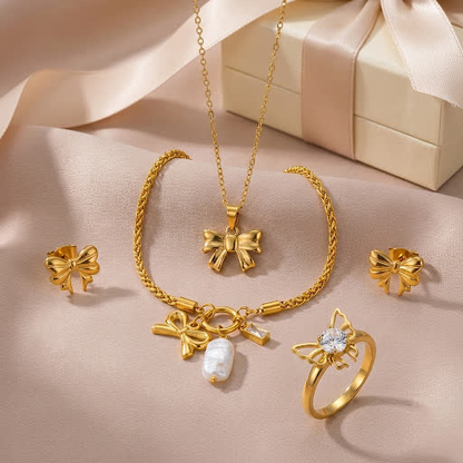 Myst Juels Bow Elegance Combo – Necklace, Ring, Earrings & Bracelet Set