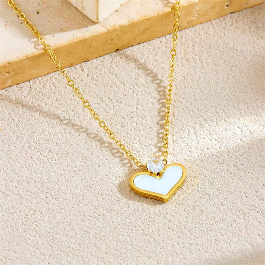 Luxury Enamel heart stainless steel necklace