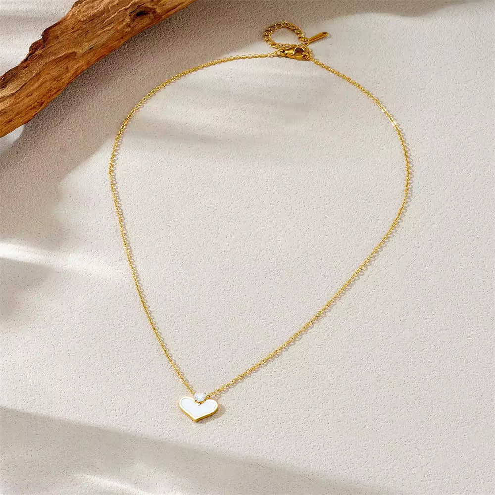 Luxury Enamel heart stainless steel necklace
