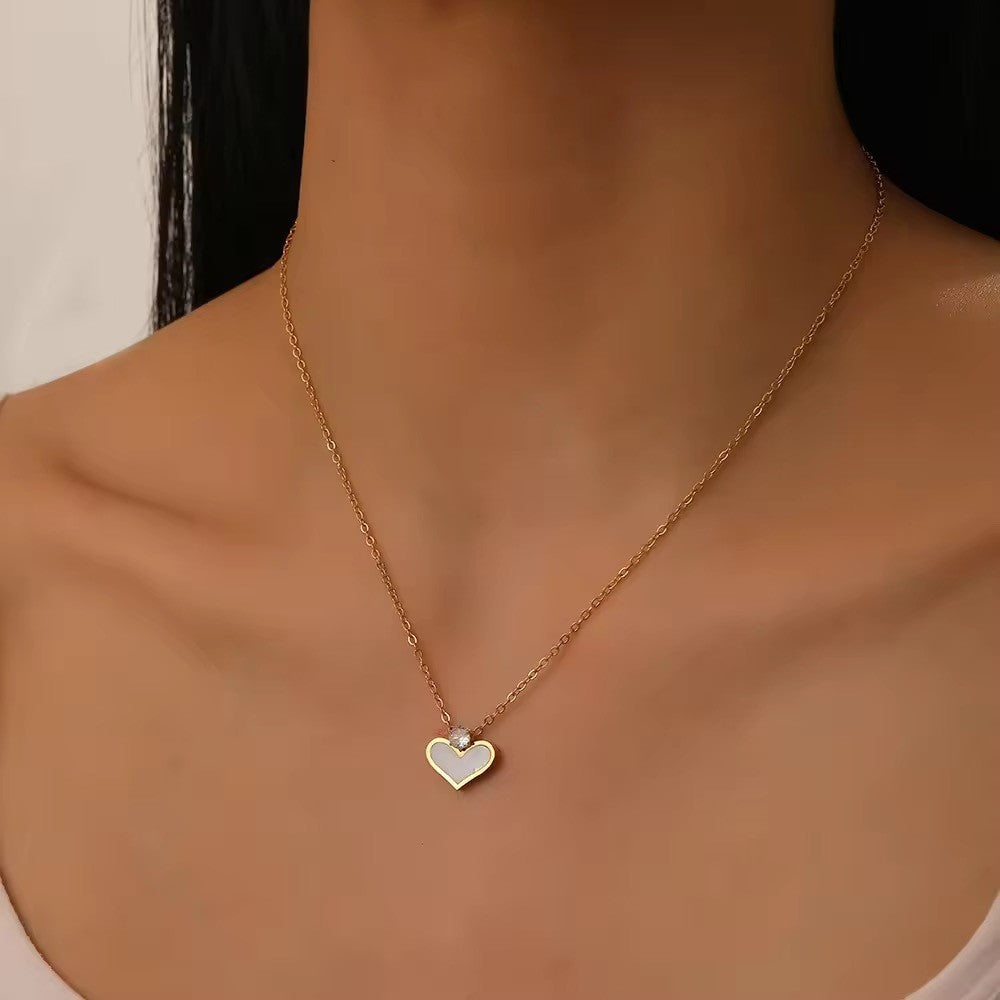 Luxury Enamel heart stainless steel necklace