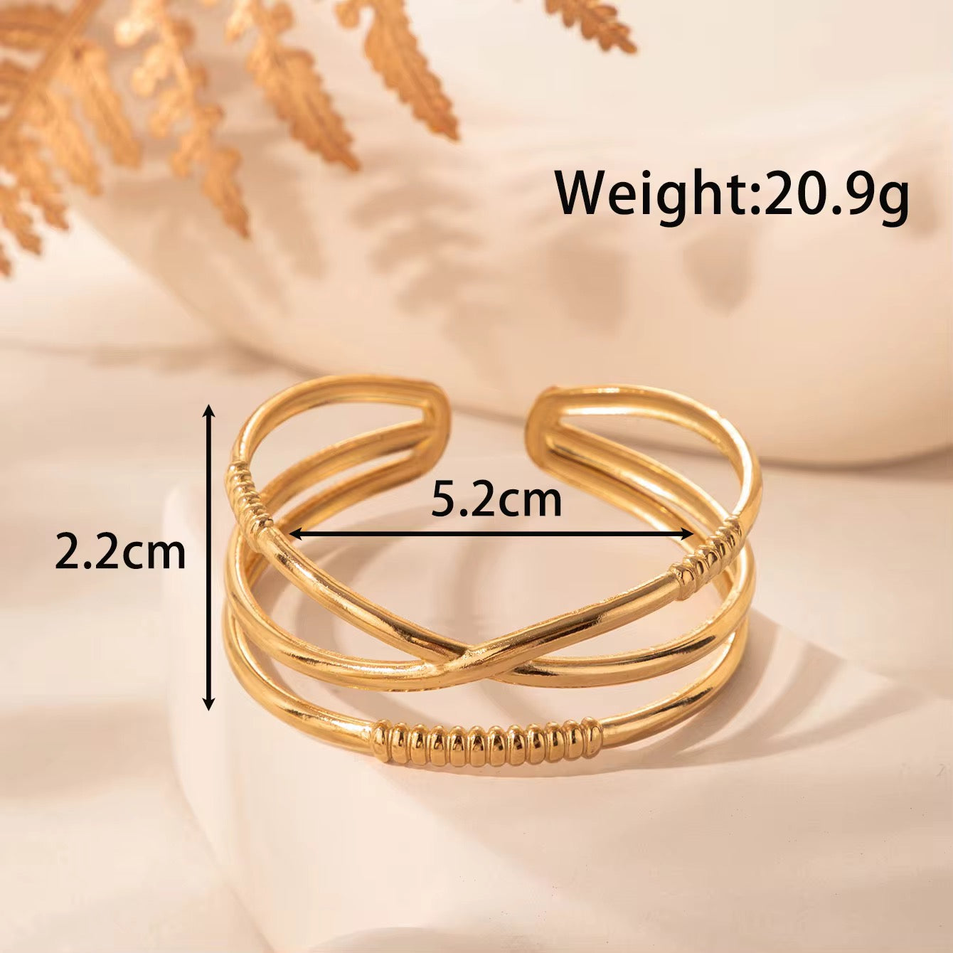 Golden Criss-Cross Cuff Bracelet