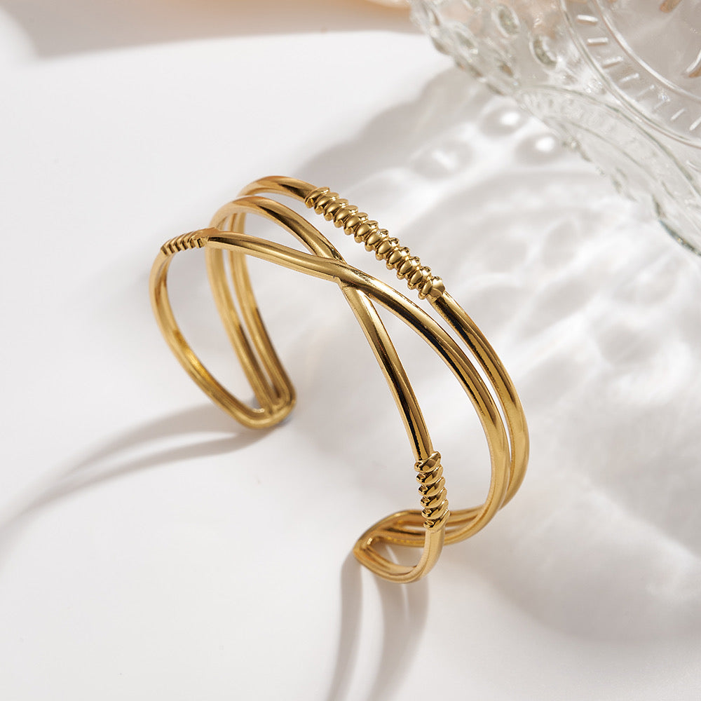 Golden Criss-Cross Cuff Bracelet
