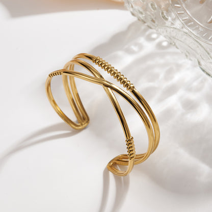 Golden Criss-Cross Cuff Bracelet