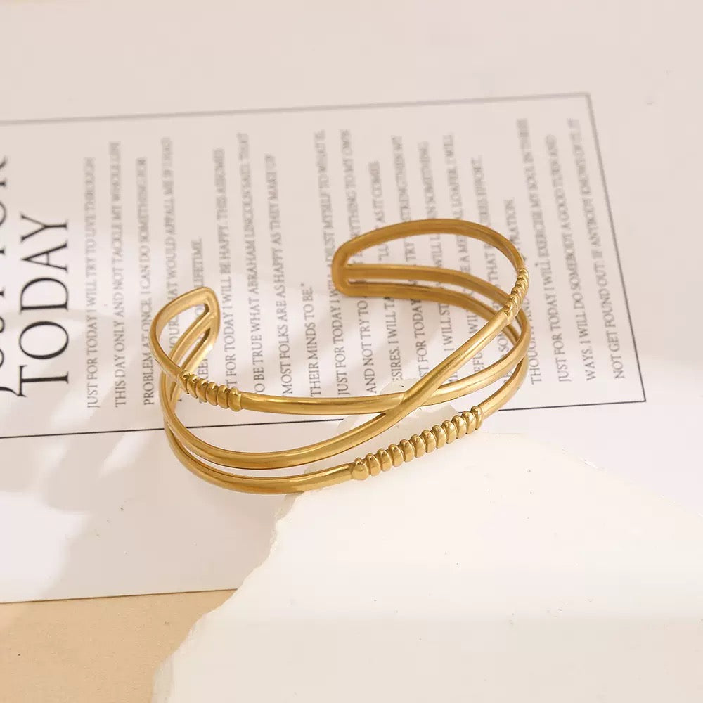 Golden Criss-Cross Cuff Bracelet