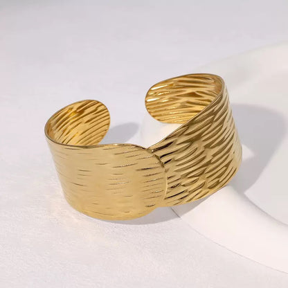 Wide Hammered Gold Statement Cuff Bracelet