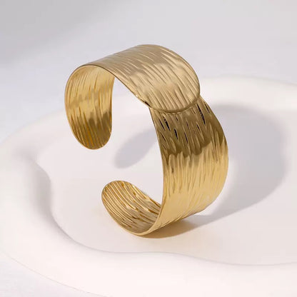 Wide Hammered Gold Statement Cuff Bracelet