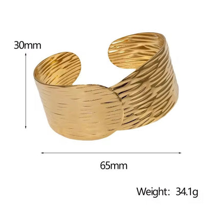Wide Hammered Gold Statement Cuff Bracelet