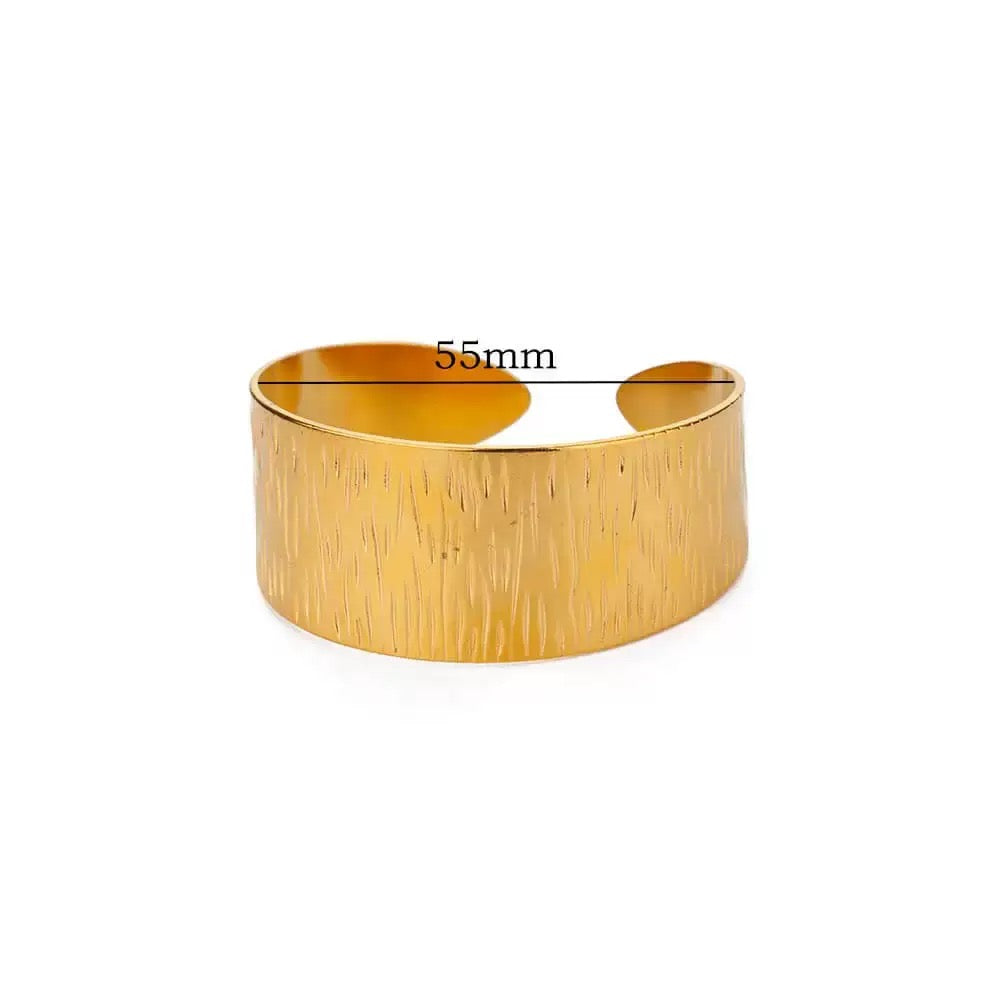 Textured Wide Gold Stainless Steel Cuff Bracelet