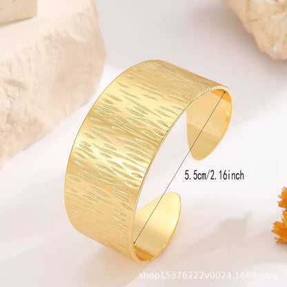 Textured Wide Gold Stainless Steel Cuff Bracelet