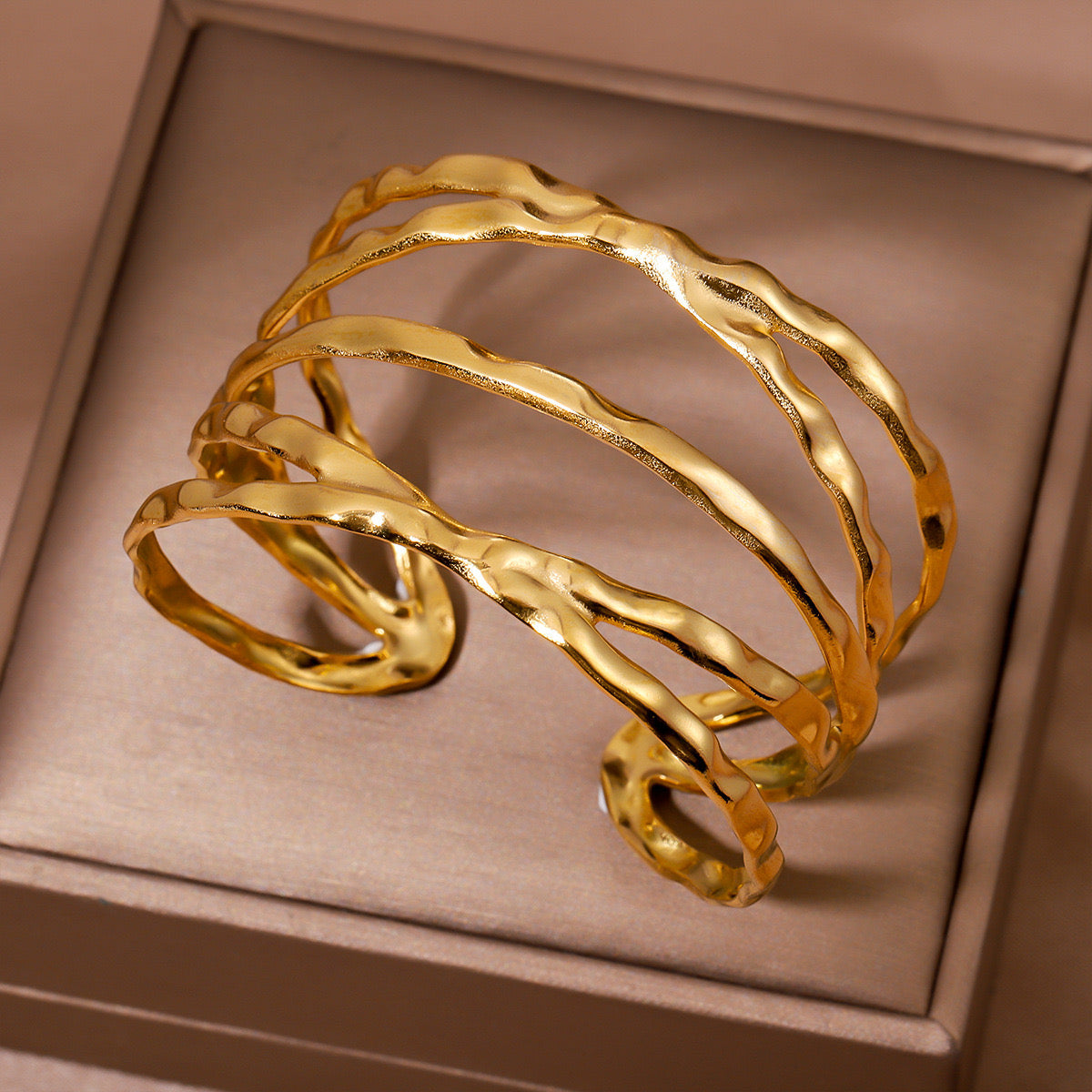 Aurora Wave Stainless Steel Cuff Bracelet