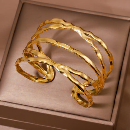 Aurora Wave Stainless Steel Cuff Bracelet