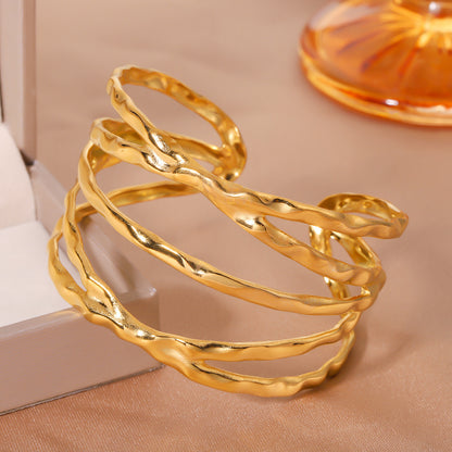 Aurora Wave Stainless Steel Cuff Bracelet
