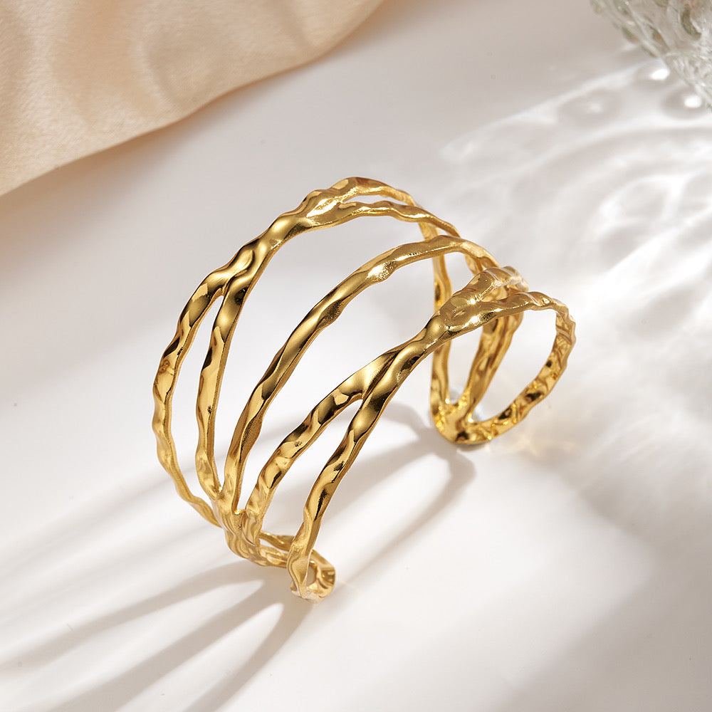 Aurora Wave Stainless Steel Cuff Bracelet