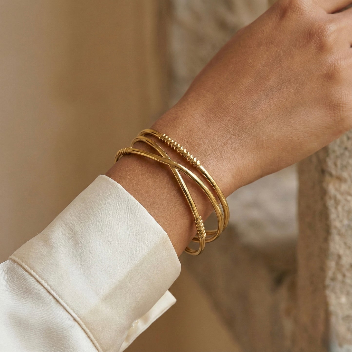Golden Criss-Cross Cuff Bracelet