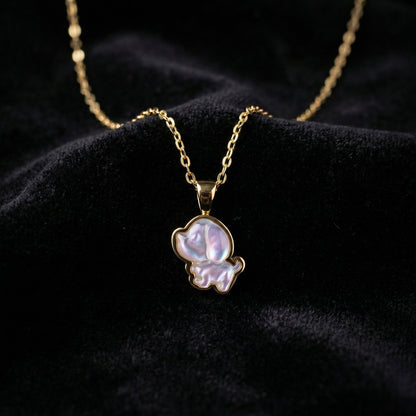 Pearl Puppy Charm Necklace – Stainless Steel Gold Plated