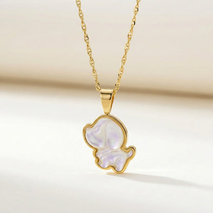 Pearl Puppy Charm Necklace – Stainless Steel Gold Plated