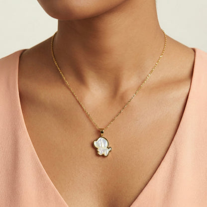 Pearl Puppy Charm Necklace – Stainless Steel Gold Plated