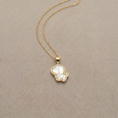Pearl Puppy Charm Necklace – Stainless Steel Gold Plated