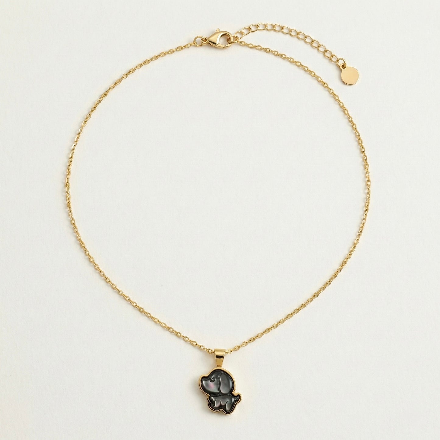 Midnight Puppy Charm Necklace – Stainless Steel Gold Plated