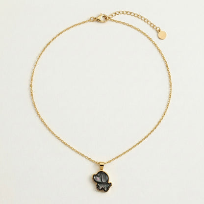 Midnight Puppy Charm Necklace – Stainless Steel Gold Plated