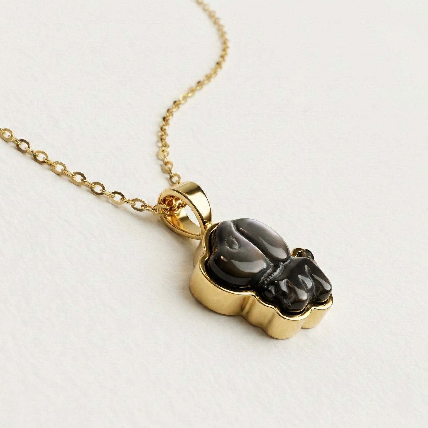 Midnight Puppy Charm Necklace – Stainless Steel Gold Plated