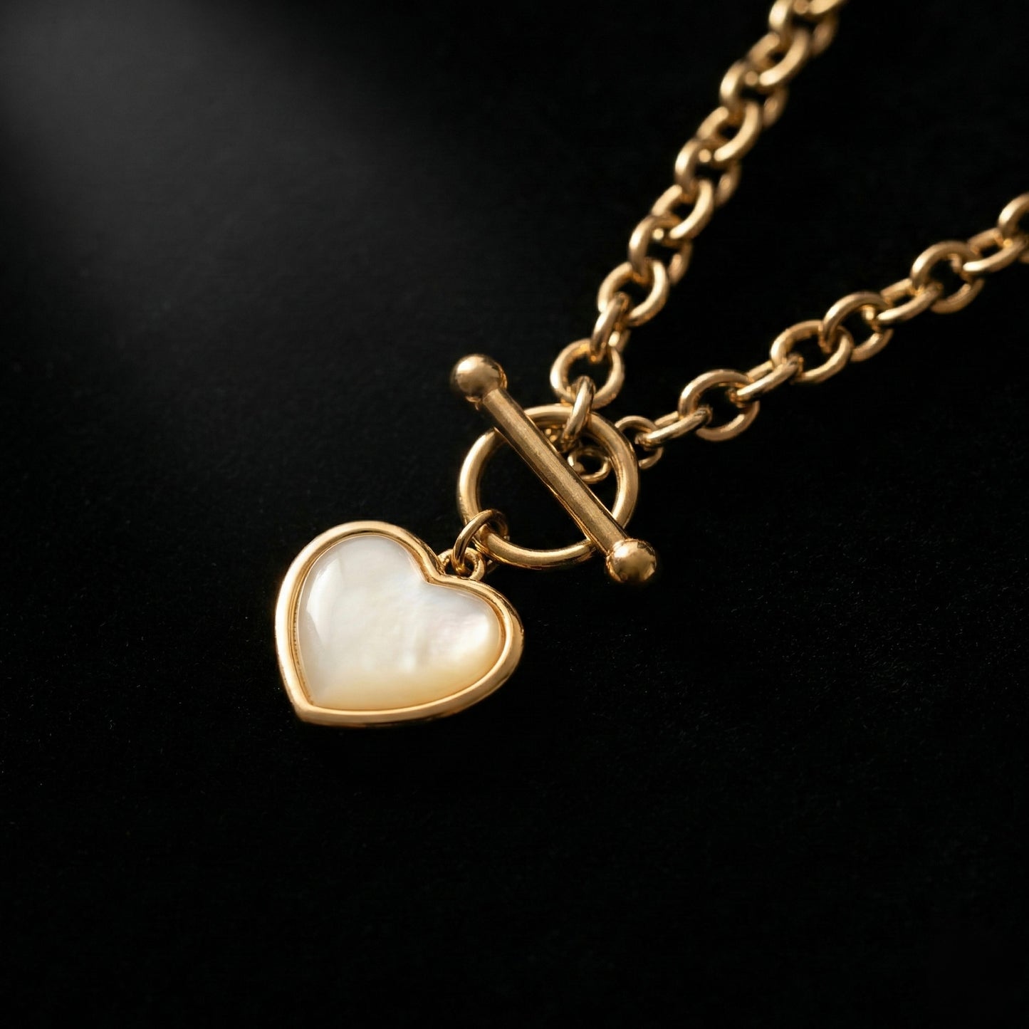 Golden Heart Toggle Necklace – Stainless Steel Gold Plated