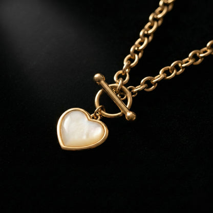 Golden Heart Toggle Necklace – Stainless Steel Gold Plated