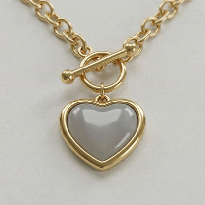 Golden Heart Toggle Necklace – Stainless Steel Gold Plated