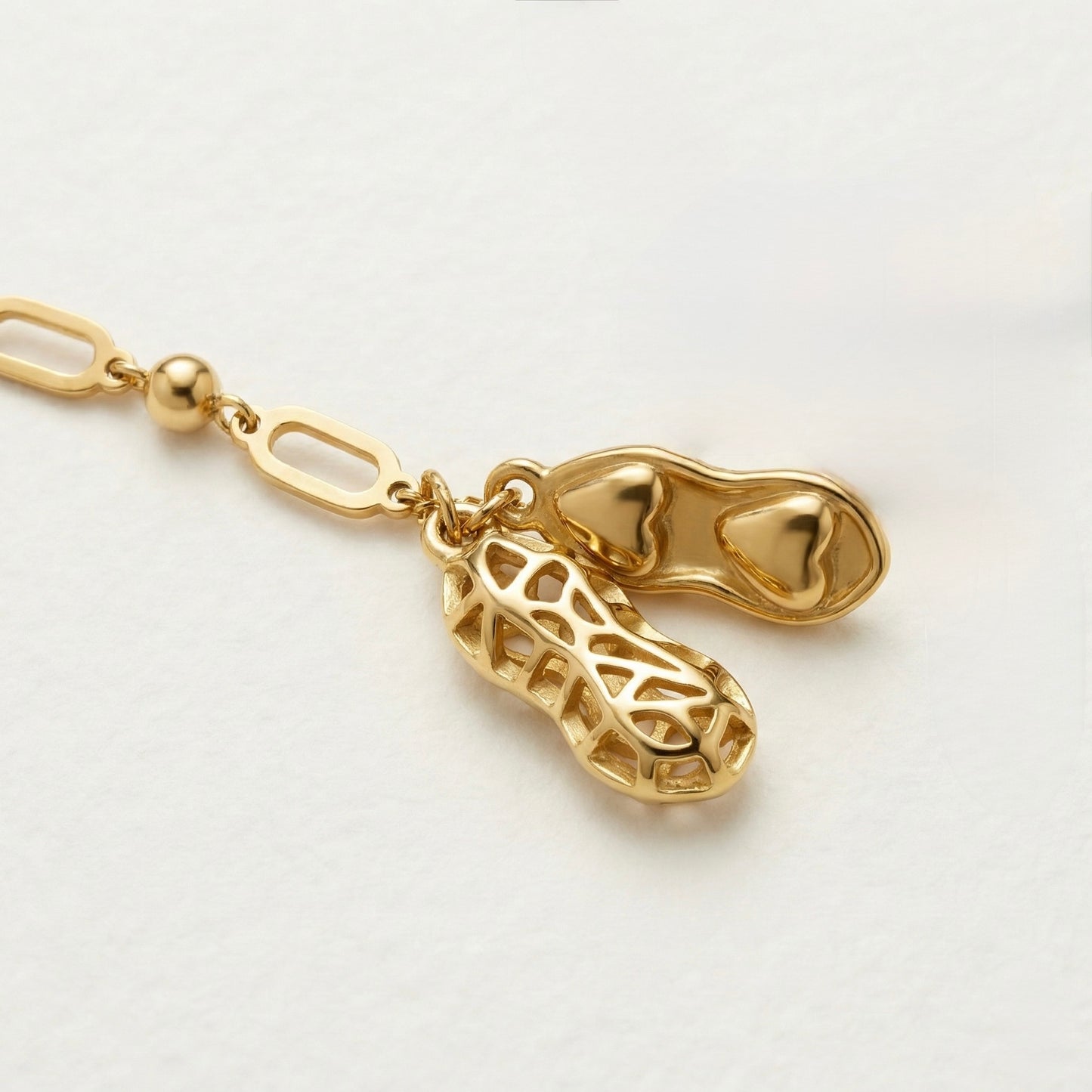 Golden Peanut Charm Necklace – Stainless Steel Gold Plated