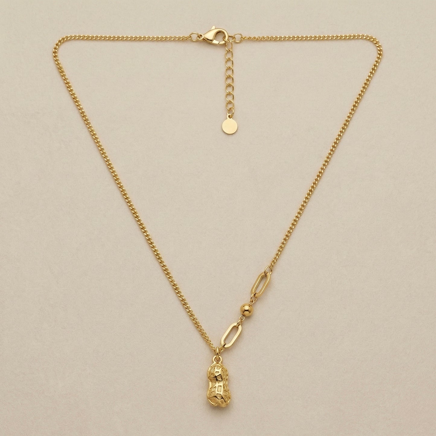 Golden Peanut Charm Necklace – Stainless Steel Gold Plated