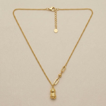 Golden Peanut Charm Necklace – Stainless Steel Gold Plated
