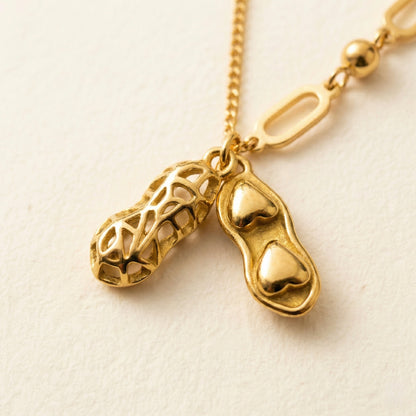 Golden Peanut Charm Necklace – Stainless Steel Gold Plated