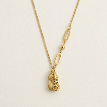 Golden Peanut Charm Necklace – Stainless Steel Gold Plated