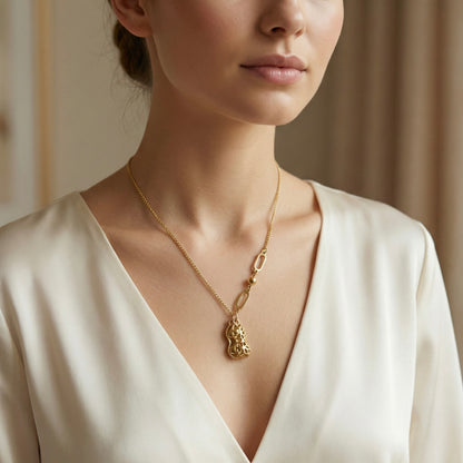 Golden Peanut Charm Necklace – Stainless Steel Gold Plated