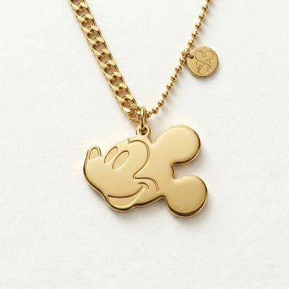 Cute Cartoon Mouse Face Necklace – Stainless Steel Gold Plated