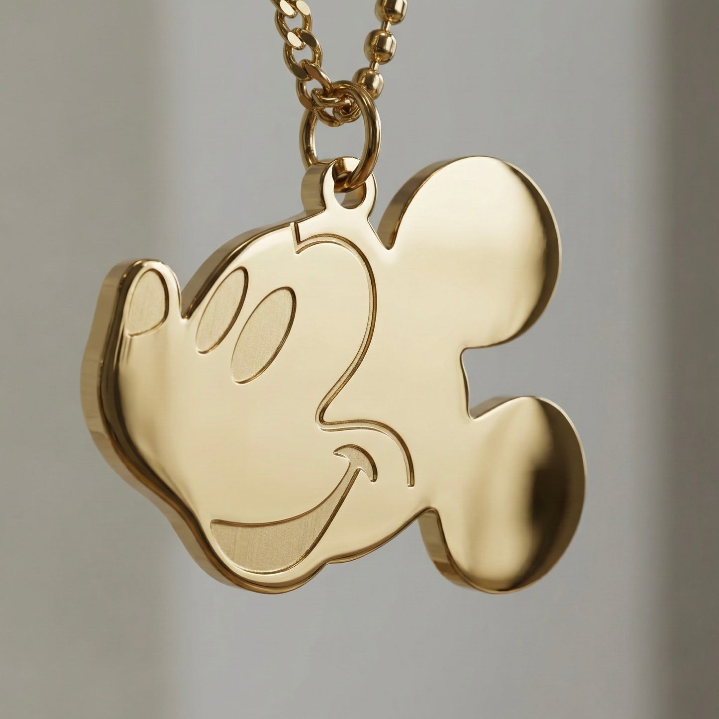 Cute Cartoon Mouse Face Necklace – Stainless Steel Gold Plated