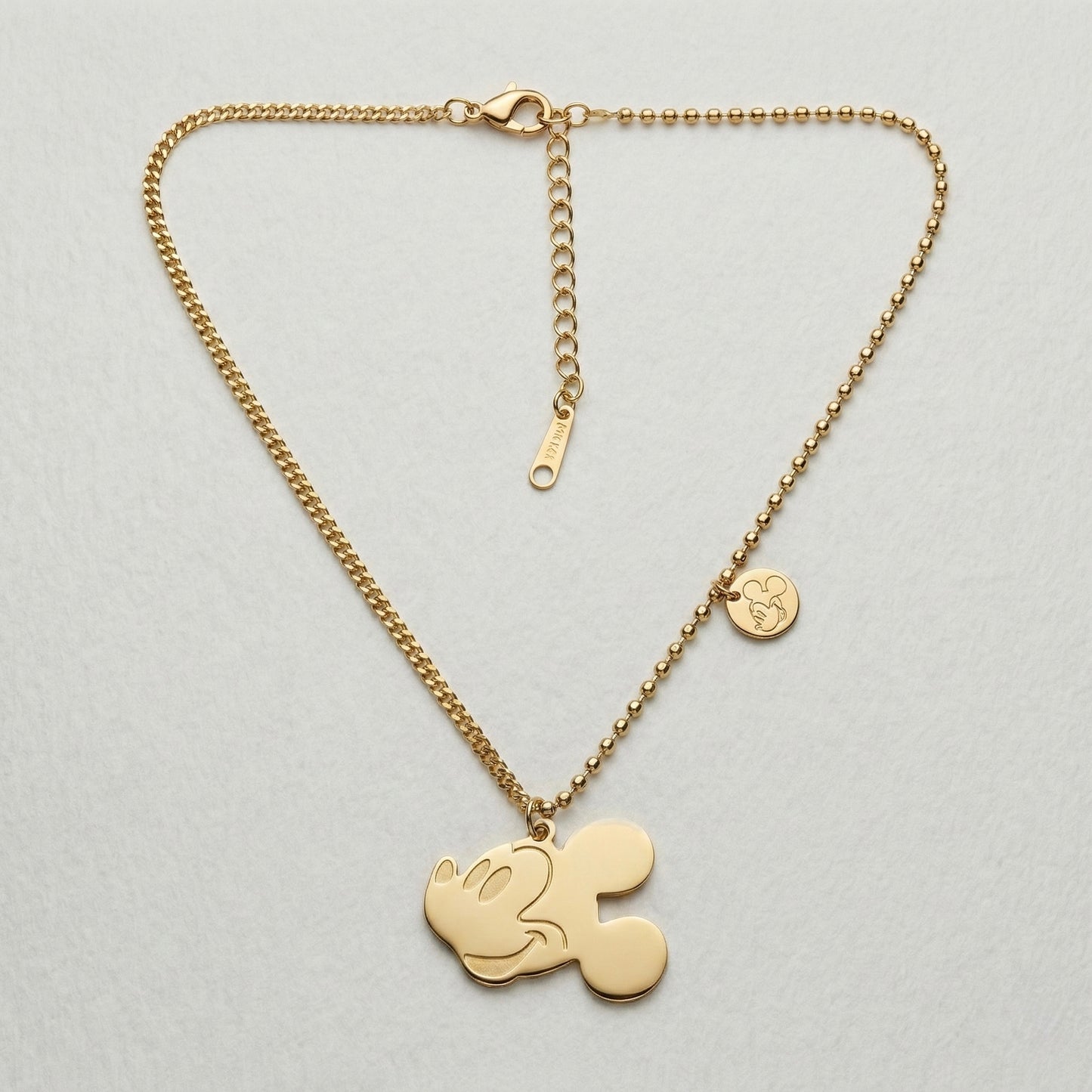 Cute Cartoon Mouse Face Necklace – Stainless Steel Gold Plated