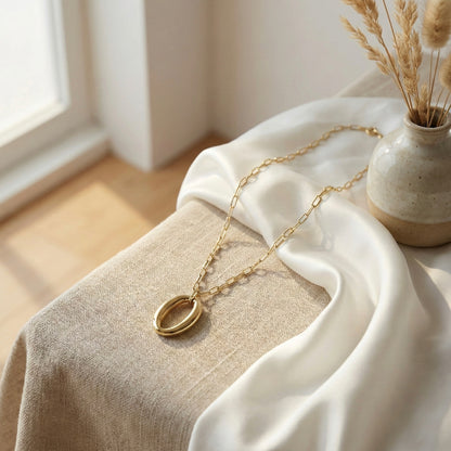 Minimal stainless steel gold necklace