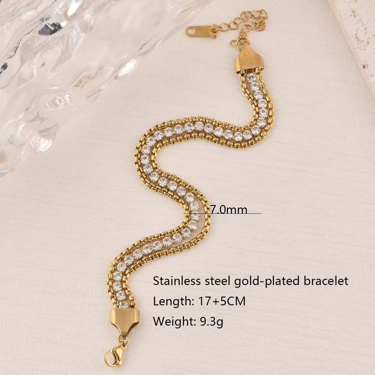 Wave Crystal Gold Bracelet – Luxury Stainless Steel Bracelet for Women | Myst Juels