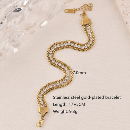 Wave Crystal Gold Bracelet – Luxury Stainless Steel Bracelet for Women | Myst Juels