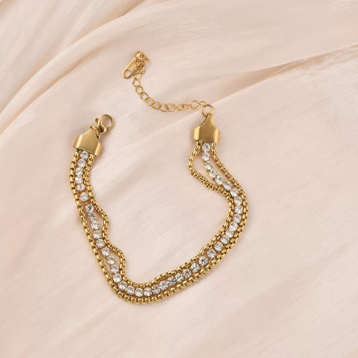 Wave Crystal Gold Bracelet – Luxury Stainless Steel Bracelet for Women | Myst Juels