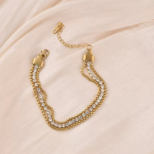 Wave Crystal Gold Bracelet – Luxury Stainless Steel Bracelet for Women | Myst Juels